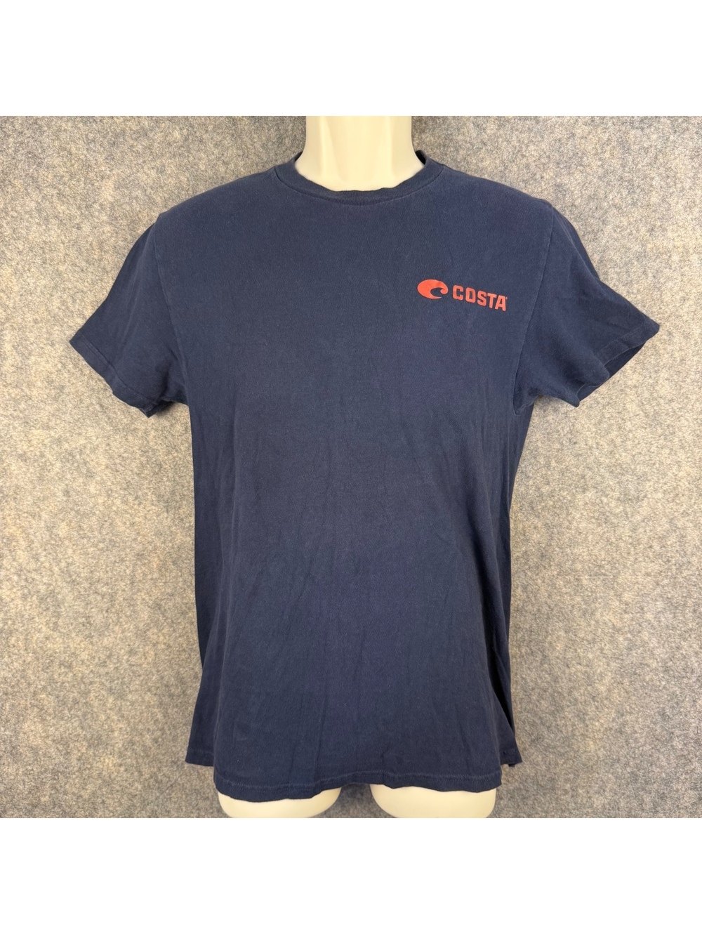 Costa Del Mar T Shirt Navy Blue Red Swordfish Marlin Fishing Men Size Small 766